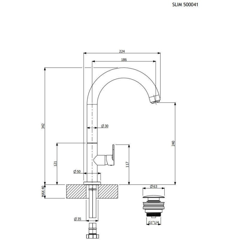 Armando Vicario Μπαταρία Ψηλή Νιπτήρος Slim Natural Brass 500041-225