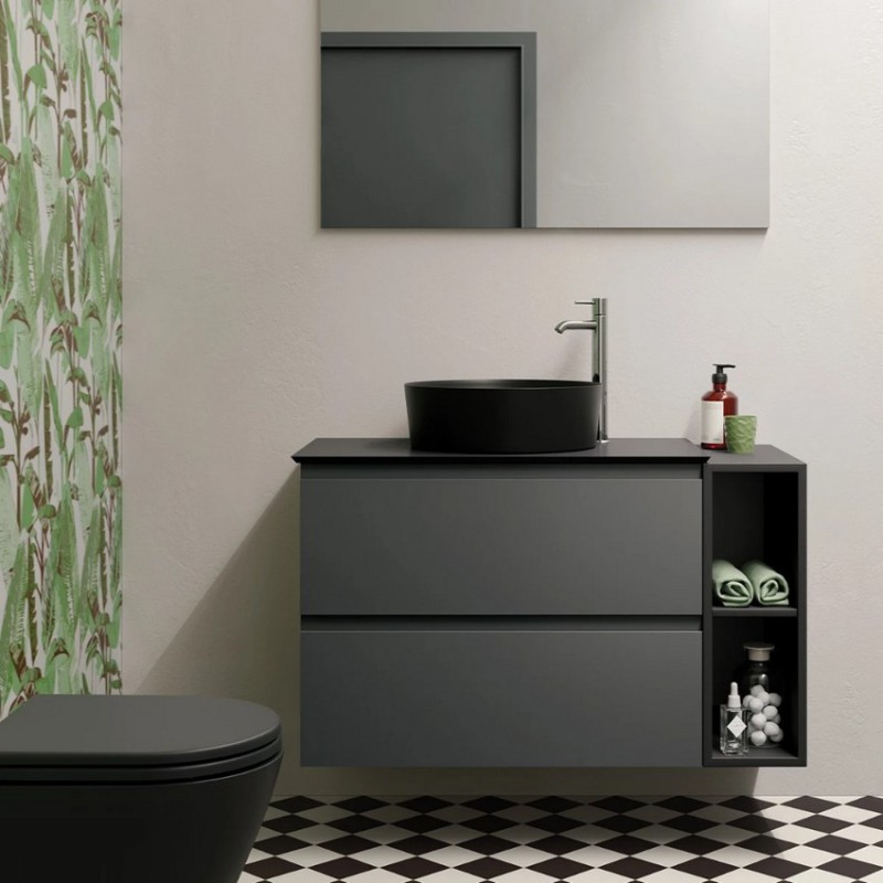 Rak Feeling Round, Επικαθήμενος Νιπτήρας, 42cm, Black Matt, FEECT4200504A
