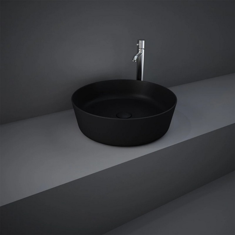 Rak Feeling Round, Επικαθήμενος Νιπτήρας, 42cm, Black Matt, FEECT4200504A