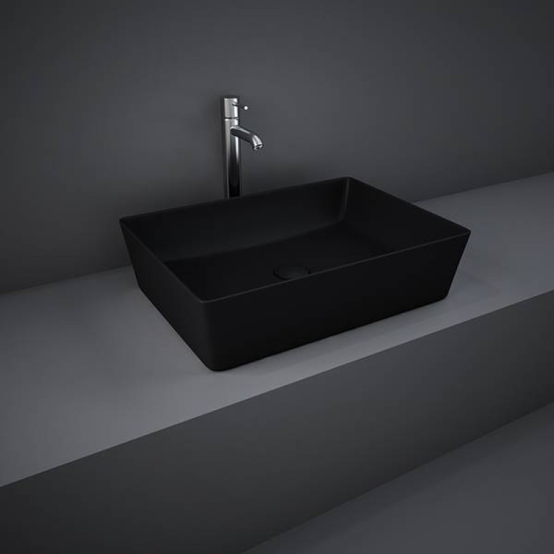 Rak Ceramic Feeling, Επιτραπέζιος Νιπτήρας, 50X36 cm, Black Matt, FEECT5000504A