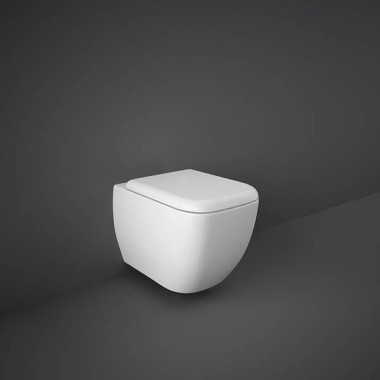 Rak Ceramics Metropolitan, Λεκάνη Κρεμαστή Rimless + Κάλυμα Soft Close, White, 52,5X33,7 cm, MP13AWHA
