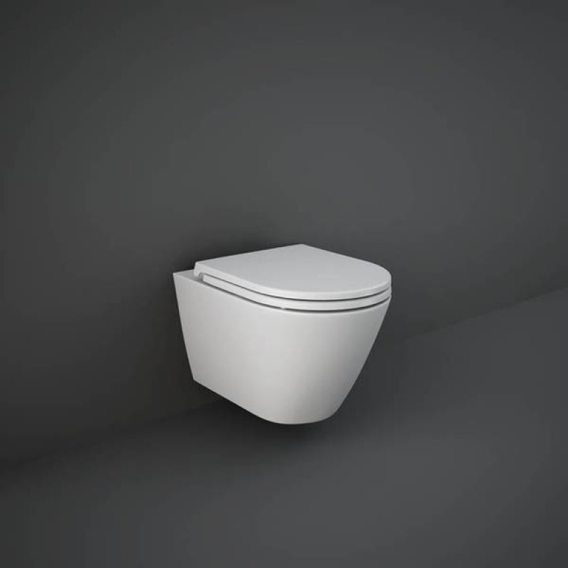 Rak Ceramics Feeling, Kρεμαστή Λεκάνη Rimless + Κάλυμμα Soft Close, 52X36, Grey Matt, RST23503A 