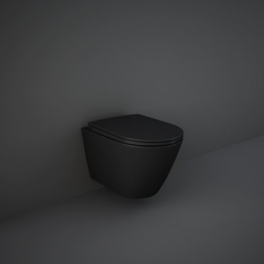 Rak Ceramics Feeling, Κρεμαστή Λεκάνη Rimless + Kάλυμμα Soft Close, Black Matt, 52X36 cm, RST23504A