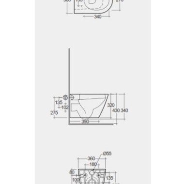 Rak Ceramics Feeling, Κρεμαστή Λεκάνη Rimless + Κάλυμμα, Greige Matt, 52X36 cm, RST23505A 