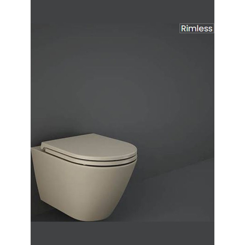 Rak Ceramics Feeling, Κρεμαστή Λεκάνη Rimless +Kάλυμμα, Cappuccino, 52X36 cm, RST23514A 