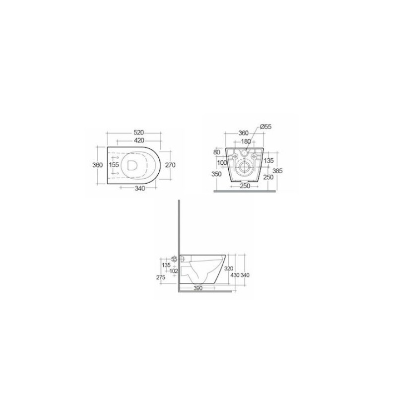 Rak Ceramics Feeling, Kρεμαστή Λεκάνη Rimless + Κάλυμμα Soft Close, White Matt, RST23500A - RST2301500A