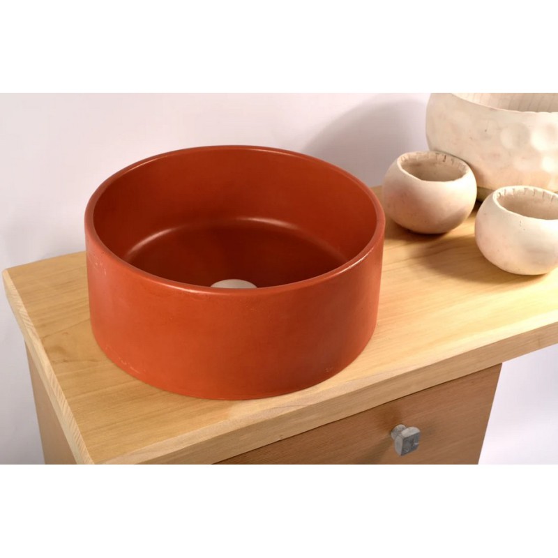 Roberto Tiranto, Τσιμεντένιος Eπικαθήμενος Νιπτήρας, Terracotta Orange, Φ38 cm, Oi / D04