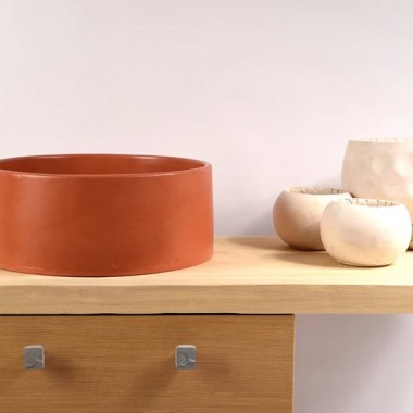 Roberto Tiranto, Τσιμεντένιος Eπικαθήμενος Νιπτήρας, Terracotta Orange, Φ38 cm, Oi / D04