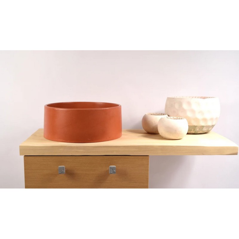 Roberto Tiranto, Τσιμεντένιος Eπικαθήμενος Νιπτήρας, Terracotta Orange, Φ38 cm, Oi / D04