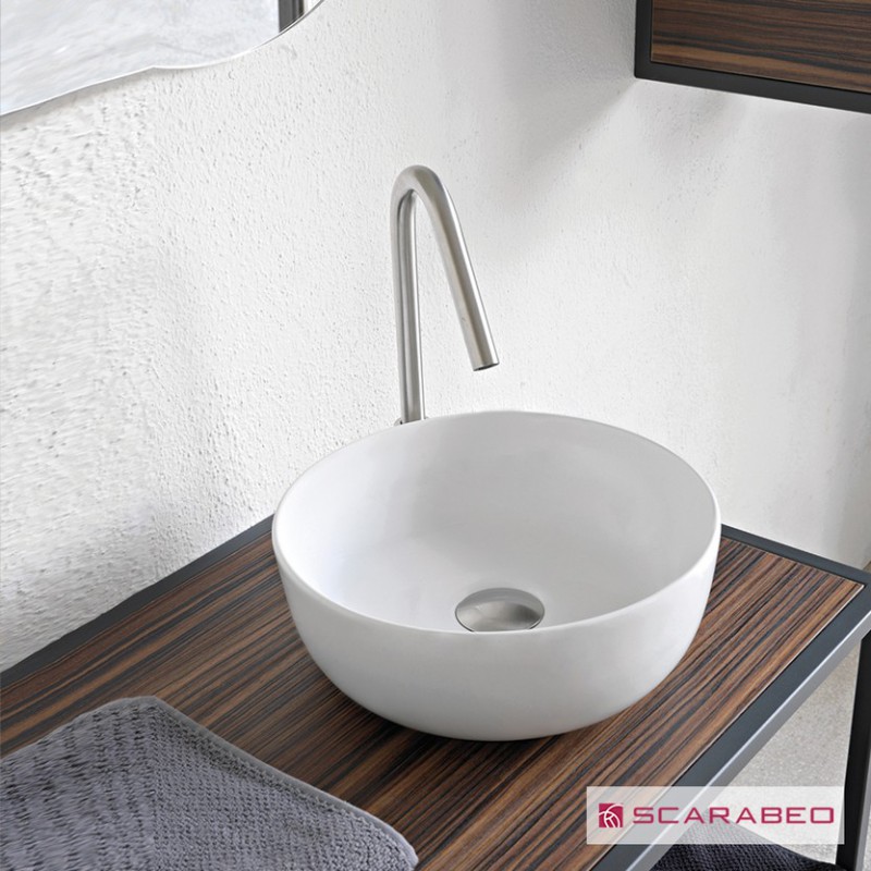 SCARABEO GLAM ΕΠΙΤΡΑΠΕΖΙΟΣ ΝΙΠΤΗΡΑΣ Φ39 CM, PEARL, WHITE MATT (ΛΕΥΚΟ ΜΑΤ), 1807-301