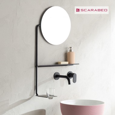 SCARABEO ΚΑΘΡΕΦΤΗΣ 36CM ΜΕ ΕΤΑΖΕΡΑ ΚΑΙ ΠΟΤΗΡΟΘΗΚΗ, BLACK MATT, 2302-NROP