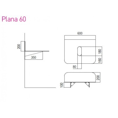 SCARABEO PLANA 60 ΚΡΕΜΑΣΤΟ ΕΠΙΠΛΟ ΧΩΡΙΣ ΝΙΠΤΗΡΑ, BLACK MATT, 2553-NROP