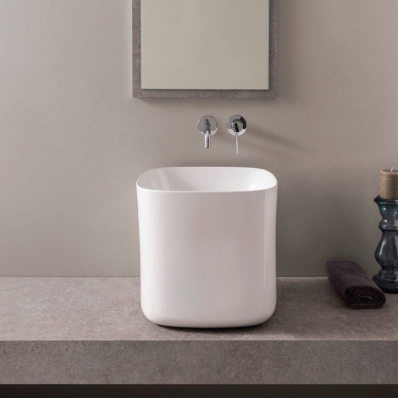 SCARABEO LAILA "S" 45| SHELF ΕΠΙΠΛΟ ΜΕ ΡΑΦΙ ΚΑΙ ΝΙΠΤΗΡΑ MOON (WHITE), ΓΙΑ ΕΠΙΤΟΙΧΗ ΜΠΑΤΑΡΙΑ, 270109-ΝR0P300 + 5503-300