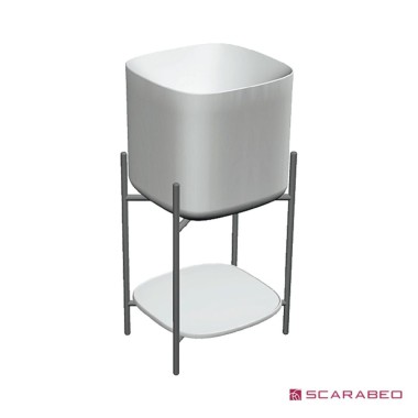 SCARABEO LAILA "S" 45| SHELF ΕΠΙΠΛΟ ΜΕ ΡΑΦΙ ΚΑΙ ΝΙΠΤΗΡΑ MOON (WHITE), ΓΙΑ ΕΠΙΤΟΙΧΗ ΜΠΑΤΑΡΙΑ, 270109-ΝR0P300 + 5503-300