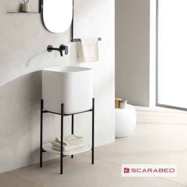 SCARABEO LAILA "S" 45| SHELF ΕΠΙΠΛΟ ΜΕ ΡΑΦΙ ΚΑΙ ΝΙΠΤΗΡΑ MOON (WHITE), ΓΙΑ ΕΠΙΤΟΙΧΗ ΜΠΑΤΑΡΙΑ, 270109-ΝR0P300 + 5503-300
