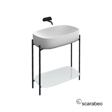 SCARABEO LAILA 75 / SHELF ΕΠΙΠΛΟ ΜΕ ΡΑΦΙ ΚΑΙ ΝΙΠΤΗΡΑ MOON (WHITE), ΓΙΑ ΕΠΙΤΟΙΧΗ ΜΠΑΤΑΡΙΑ, 270310-ΝR0P300 + 5502-300
