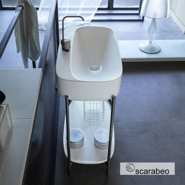 SCARABEO LAILA 75/ SHELF ΕΠΙΠΛΟ ΜΕ ΡΑΦΙ ΚΑΙ ΝΙΠΤΗΡΑ MOON 5502 WHITE ΓΙΑ ΕΠΙΚΑΘΗΜΕΝΗ ΜΠΑΤΑΡΙΑ, 270310-ΝROP300 + 5505-300