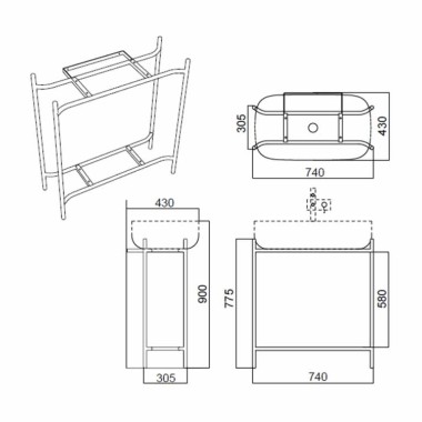SCARABEO LAILA 75 / SHELF ΕΠΙΠΛΟ ΜΕ ΡΑΦΙ ΚΑΙ ΝΙΠΤΗΡΑ MOON (WHITE), ΓΙΑ ΕΠΙΤΟΙΧΗ ΜΠΑΤΑΡΙΑ, 270310-ΝR0P300 + 5502-300