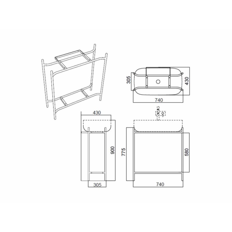 SCARABEO LAILA 75 / SHELF ΕΠΙΠΛΟ ΜΕ ΡΑΦΙ ΚΑΙ ΝΙΠΤΗΡΑ MOON (WHITE), ΓΙΑ ΕΠΙΤΟΙΧΗ ΜΠΑΤΑΡΙΑ, 270310-ΝR0P300 + 5502-300