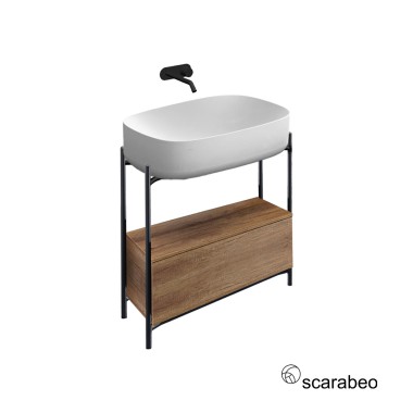 SCARABEO LAILA 75 / Hi-Box, ΕΠΙΠΛΟ ΜΕ ΣΥΡΤΑΡΙ ROVERE ΚΑΙ ΝΙΠΤΗΡΑ MOON WHITE, 270312-ΝR0P89-5505-300