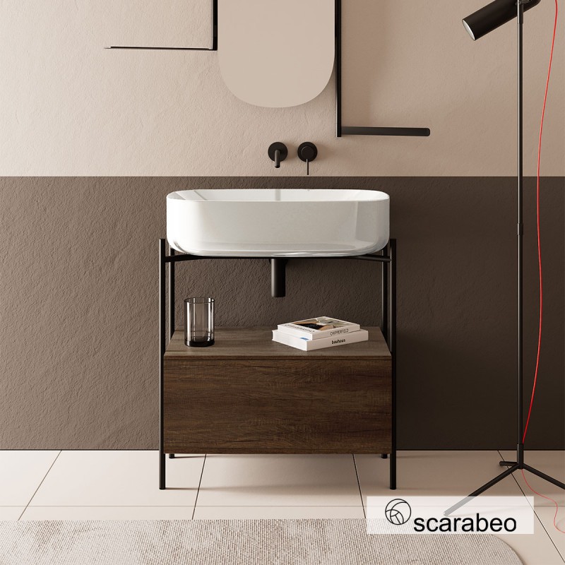 SCARABEO LAILA 75 / Hi-Box, ΕΠΙΠΛΟ ΜΕ ΣΥΡΤΑΡΙ ROVERE ΚΑΙ ΝΙΠΤΗΡΑ MOON WHITE, 270312-ΝR0P89-5505-300