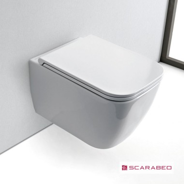 Scarabeo Teorema 5126 Clean Flush, Κρεμαστή Λεκάνη Rimless, με Κάλυμμα Slim Soft Close (Αποσπώμενο), 52 cm, White, 512600SC-300