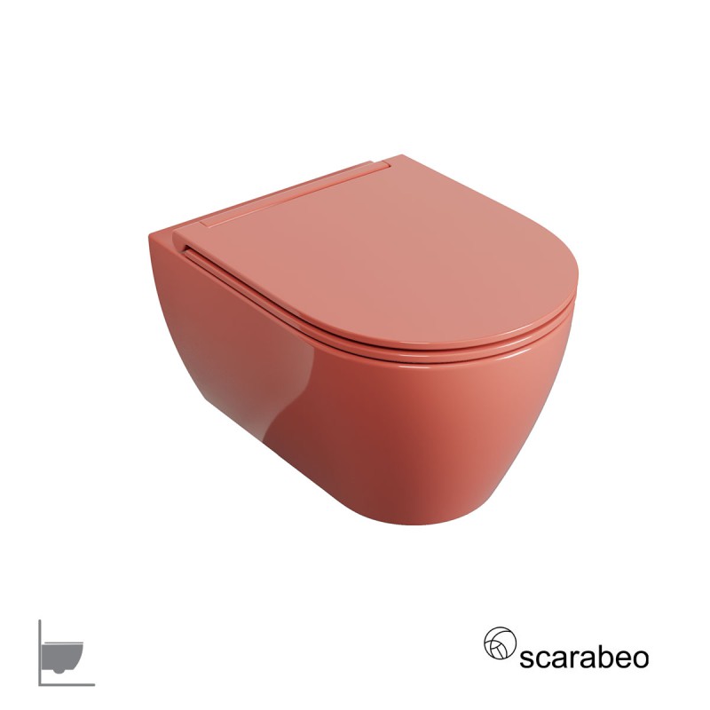 SCARABEO GLAM TWIST ΛΕΚΑΝΗ ΚΡΕΜΑΣΤΗ RIMLESS, ΚΑΛΥΜΑ SLIM SOFT CLOSE, GLOSSY PEACH,520100SC-820