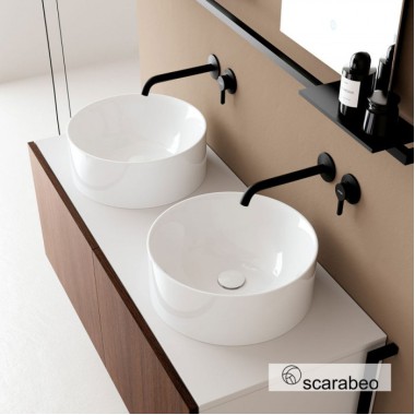 SCARABEO SKINNY, ΕΠΙΤΡΑΠΕΖΙΟΣ ΠΟΡΣΕΛΑΝΙΝΟΣ ΝΙΠΤΗΡΑΣ, WHITE, 40 CM, 5407-300