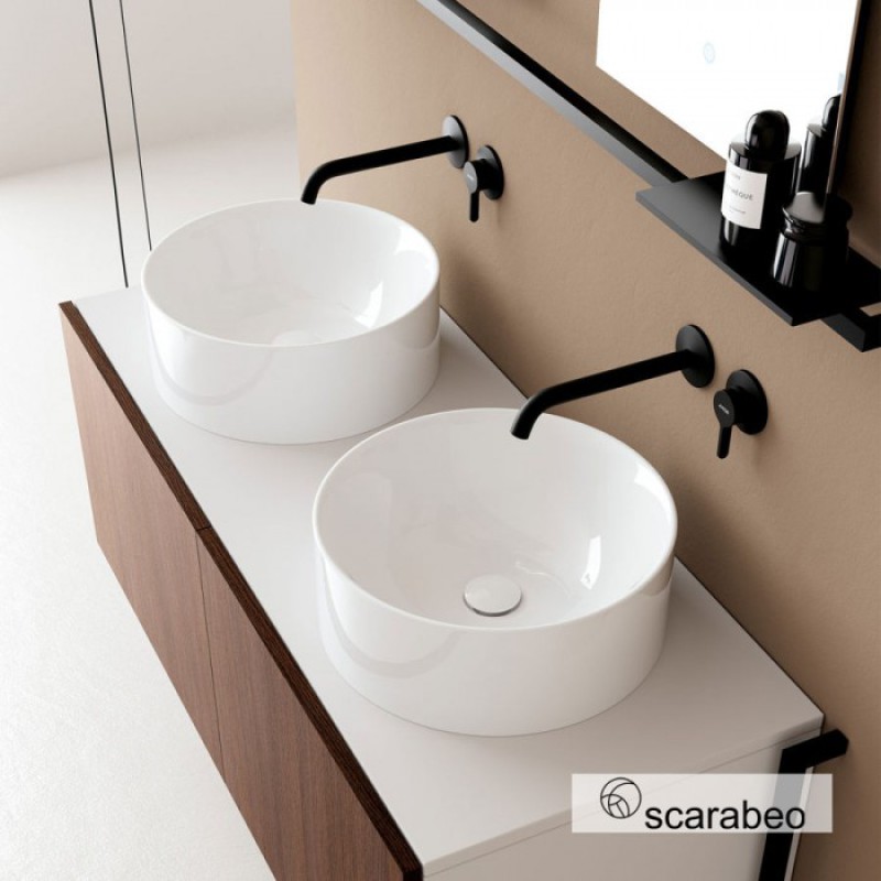 SCARABEO SKINNY, ΕΠΙΤΡΑΠΕΖΙΟΣ ΠΟΡΣΕΛΑΝΙΝΟΣ ΝΙΠΤΗΡΑΣ, WHITE, 40 CM, 5407-300