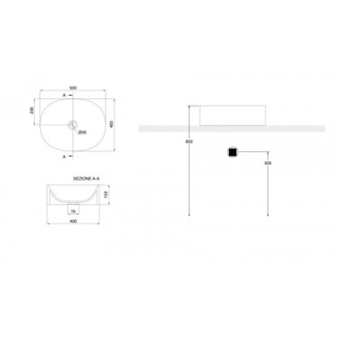 SCARABEO SKINNY, ΕΠΙΤΡΑΠΕΖΙΟΣ ΠΟΡΣΕΛΑΝΑΤΟΣ ΝΙΠΤΗΡΑΣ, 50x40 CM, 5408-300