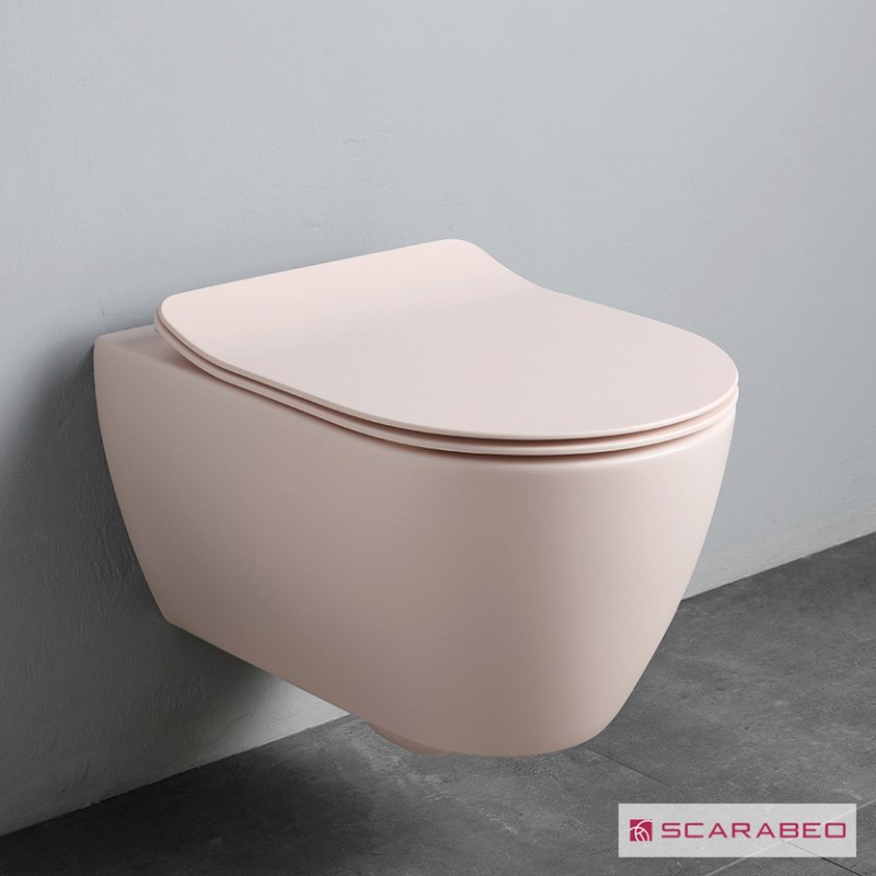SCARABEO MOON CLEAN FLUSH, ΚΡΕΜΑΣΤΗ ΛΕΚΑΝΗ RIMLESS, ΚΑΛΥΜΜΑ SOFT CLOSE, ANTIQUE PINK, 552000SC-810