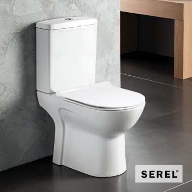 SEREL VELA 6716B, ΠΙΣΩ/ΚΑΤΩΣΤΟΜΙΑ ΛΕΚΑΝΗ ΜΕ ΜΠΙΝΤΕ, ΚΑΛΥΜΜΑ SLIM SOFT CLOSE (ΑΠΟΣΠΩΜΕΝΟ), 61 CM, WHITE, 6716B00SC-300