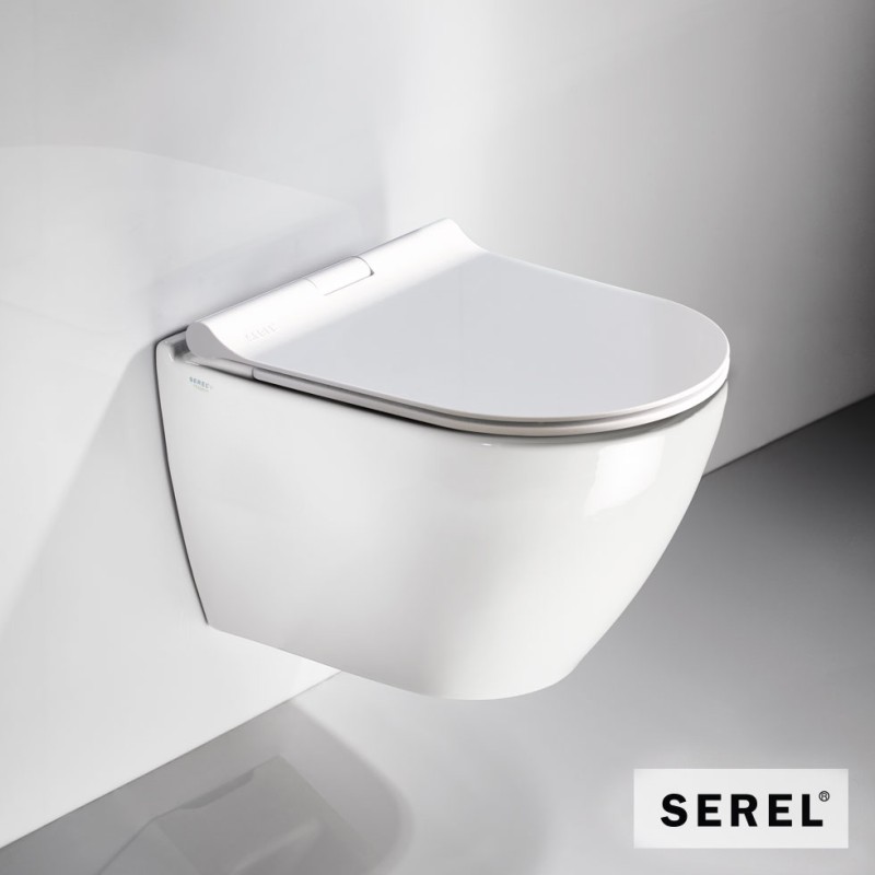 SEREL SMART SM 36, ΚΡΕΜΑΣΤΗ ΛΕΚΑΝΗ, ΚΑΛΥΜΜΑ SLIM SOFT CLOSE, RIMLESS, 48.5 CM, SM 3600SC-300