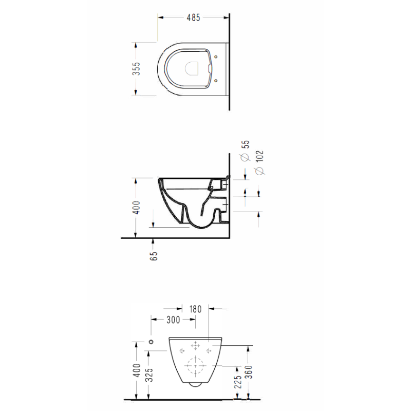 SEREL SMART SM 36B, ΚΡΕΜΑΣΤΗ ΛΕΚΑΝΗ/ΜΠΙΝΤΕ, ΚΑΛΥΜΜΑ SLIM SOFT CLOSE, RIMLESS, 48.5 CM, SM 36B00SC-300
