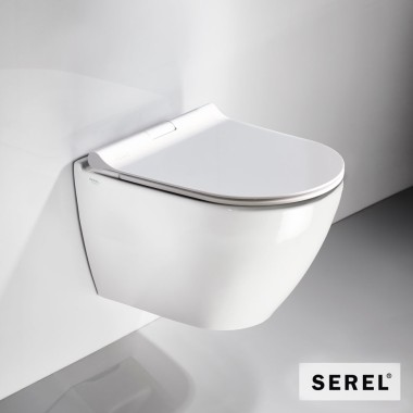 SEREL SMART SM 36B, ΚΡΕΜΑΣΤΗ ΛΕΚΑΝΗ/ΜΠΙΝΤΕ, ΚΑΛΥΜΜΑ SLIM SOFT CLOSE, RIMLESS, 48.5 CM, SM 36B00SC-300