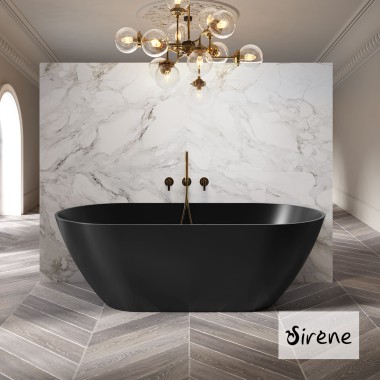 SIRENE CUSCO, ΜΠΑΝΙΕΡΑ ΕΛΕΥΘΕΡΗΣ ΤΟΠΟΘΕΤΗΣΗΣ, 165x85 CM, BLACK MATT CAST MARBLE, CUS16585-401