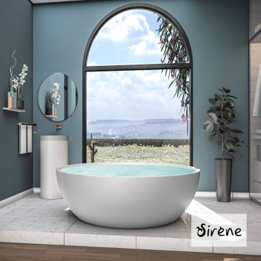 SIRENE CUSCO ROUND SOLID SURFACE, ΜΠΑΝΙΕΡΑ ΕΛΕΥΘΕΡΗΣ ΤΟΠΟΘΕΤΗΣΗΣ, WHITE MATT, CUSR153-301