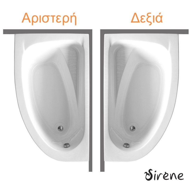 SIRENE MARINA L/R, ΜΠΑΝΙΕΡΑ ΓΩΝΑΙΚΗ, 160x90 L cm (180 lt), WHITE, MAR16090-1