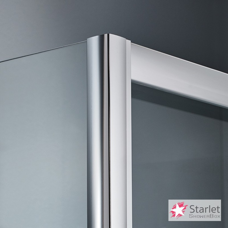 STARLET QUADRANT 1/4 ΚΥΚΛΟΥ, ΚΑΜΠΙΝΑ ΝΤΟΥΣ, 80 (77-79 x 77-79) CM, ΎΨΟΣ: 180 CM, CHROME, QS 80F-100
