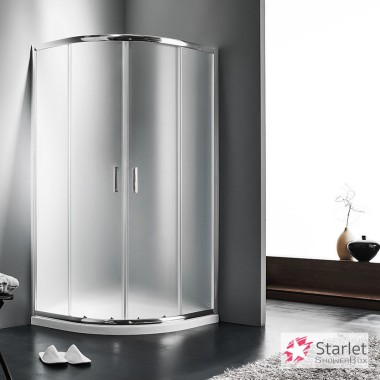 STARLET QUADRANT 1/4 ΚΥΚΛΟΥ, ΚΑΜΠΙΝΑ ΝΤΟΥΣ, 80 (77-79 x 77-79) CM, ΎΨΟΣ: 180 CM, CHROME, QS 80F-100