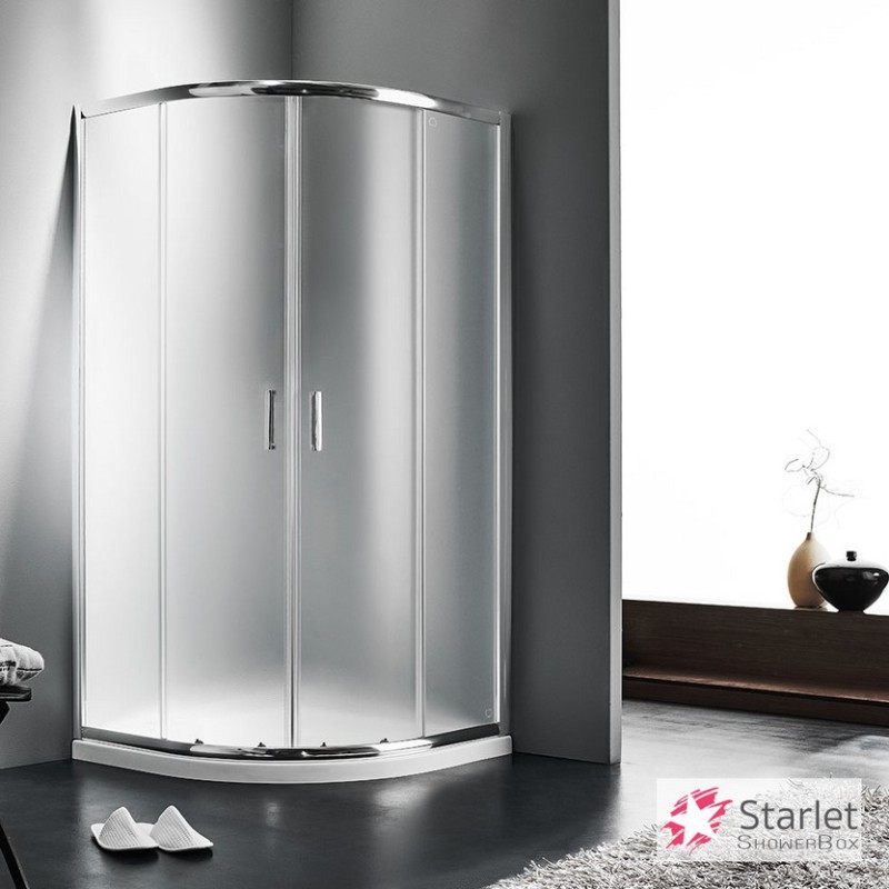 STARLET QUADRANT 1/4 ΚΥΚΛΟΥ, ΚΑΜΠΙΝΑ ΝΤΟΥΣ, 80 (77-79 x 77-79) CM, ΎΨΟΣ: 180 CM, CHROME, QS 80F-100