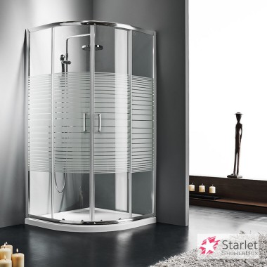 STARLET QUADRANT 1/4 ΚΥΚΛΟΥ, ΚΑΜΠΙΝΑ ΝΤΟΥΣ, 80 (77-79 x 77-79) CM, ΎΨΟΣ: 180 CM, CHROME, QS 80S-100