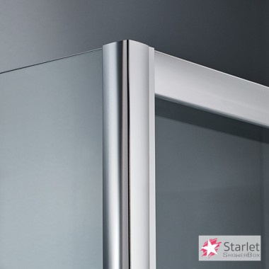 STARLET QUADRANT 1/4 ΚΥΚΛΟΥ, ΚΑΜΠΙΝΑ ΝΤΟΥΣ, 80 (77-79 x 77-79) CM, ΎΨΟΣ: 180 CM, CLEAR/CHROME, QS 80T-100