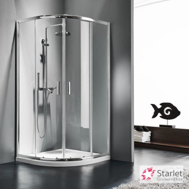 STARLET QUADRANT 1/4 ΚΥΚΛΟΥ, ΚΑΜΠΙΝΑ ΝΤΟΥΣ, 80 (77-79 x 77-79) CM, ΎΨΟΣ: 180 CM, CLEAR/CHROME, QS 80T-100