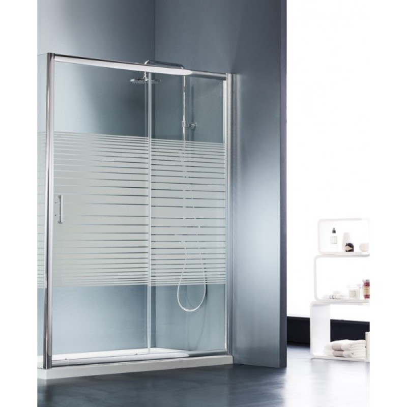 STARLET SLIDER 1+1, ΚΑΜΠΙΝΑ 1 ΣΤΑΘΕΡΟ ΚΑΙ 1 ΣΥΡΟΜΕΝΟ, CLEAN GLASS, CHROME, 110 (107-111) CM, ΎΨΟΣ: 180 CM, SLS 110S-100
