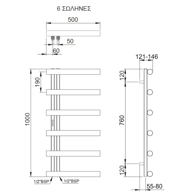 THERMO ACCENT ΘΕΡΜΑΙΝΟΜΕΝΗ ΠΕΤΣΕΤΟΚΡΕΜΑΣΤΡΑ ΜΕ 6 ΣΩΛΗΝΕΣ INOX BRUSHED