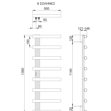 THERMO ACCENT ΘΕΡΜΑΙΝΟΜΕΝΗ ΠΕΤΣΕΤΟΚΡΕΜΑΣΤΡΑ ΜΕ 8 ΣΩΛΗΝΕΣ SILK BLACK 