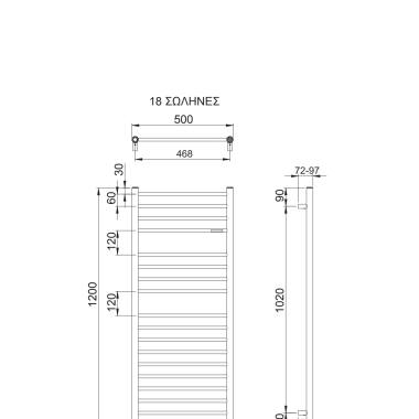 THERMO BELLAVIA ΘΕΡΜΑΙΝΟΜΕΝΗ ΠΕΤΣΕΤΟΚΡΕΜΑΣΤΡΑ ΜΕ 18 ΣΩΛΗΝΕΣ INOX POLISHED, BEL12050-110