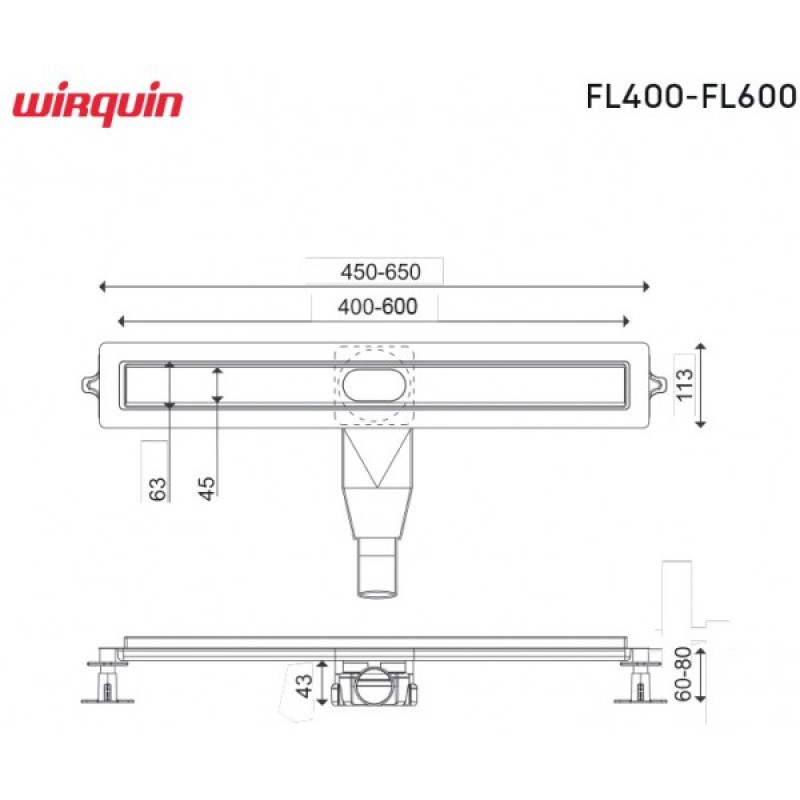 WIRQUIN FLAT LINEAR, ΚΑΝΑΛΙ ΝΤΟΥΣ, INOX, 2 ΔΙΑΣΤΑΣΕΙΣ, FLxxx