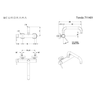 Eurorama Tonda Μπαταρία Κουζίνας Τοίχου Chrome 711401-100